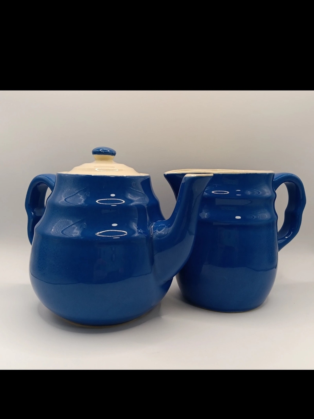 Vintage USA Royal Blue Teapot & Pitcher Set